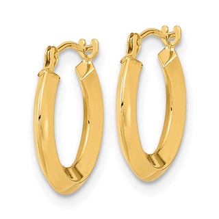 14k Yellow Gold 15mm Polished Knife Edge Hoop Earrings