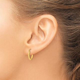 14k Yellow Gold 15mm Polished Knife Edge Hoop Earrings