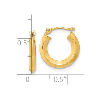 14k Yellow Gold 15mm Polished Knife Edge Hoop Earrings