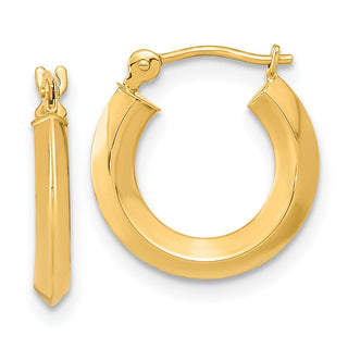 14k Yellow Gold 15mm Polished Knife Edge Hoop Earrings