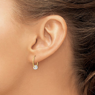14k Yellow Gold 15.3mm Polished Crystal and Resin Bead Endless Hoop Earrings
