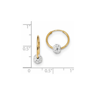 14k Yellow Gold 15.3mm Polished Crystal and Resin Bead Endless Hoop Earrings