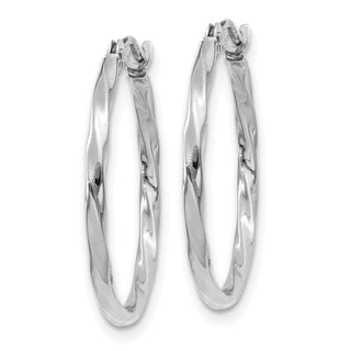14k White Gold 18.9mm Polished Twisted Hoop Earrings