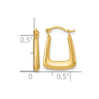 14k Yellow Gold 15.3mm Polished Hollow Fancy Hoop Earrings