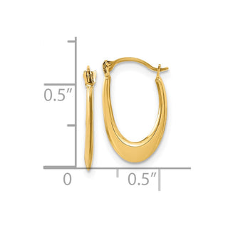 14k Yellow Gold 16.8mm Polished Hollow U-Shaped Hoop Earrings