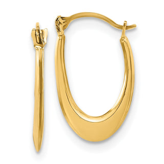 14k Yellow Gold 16.8mm Polished Hollow U-Shaped Hoop Earrings
