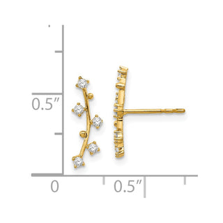 14k Yellow Gold 14.85mm Polished Bar CZ Stud Earrings