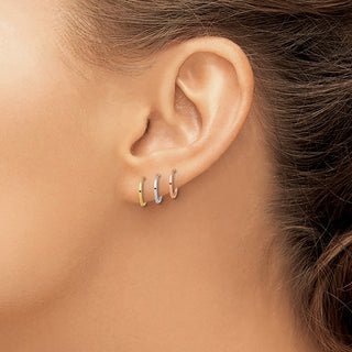 14k Tri-Color Gold 10.2mm Gold 3-pair Hoop Earrings Set