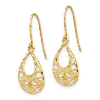 14k Yellow Gold 25mm Diamond-cut Dangle Earrings