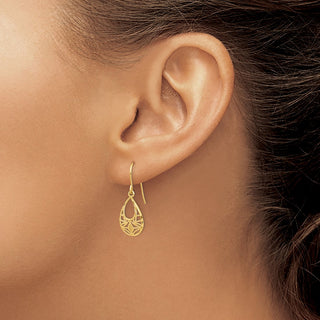 14k Yellow Gold 25mm Diamond-cut Dangle Earrings