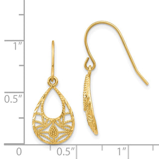 14k Yellow Gold 25mm Diamond-cut Dangle Earrings