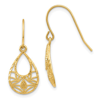 14k Yellow Gold 25mm Diamond-cut Dangle Earrings