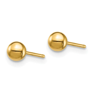 14k Yellow Gold 9mm Bar and 3mm Ball Stud Earrings Set