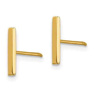 14k Yellow Gold 9mm Bar and 3mm Ball Stud Earrings Set