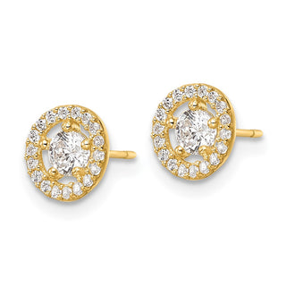 14k Yellow Gold 7.25mm CZ Halo Stud Earrings