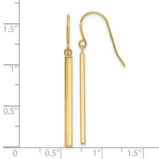 14k Yellow Gold 41.3mm Bar Dangle Earrings