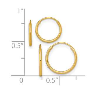 14k Yellow Gold 1mm Polished Set of Two Pairs Endless Hoop Earrings