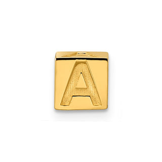 14K Yellow Gold Alphabet Bead Letter A Charm