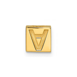 14K Yellow Gold Alphabet Bead Letter A Charm