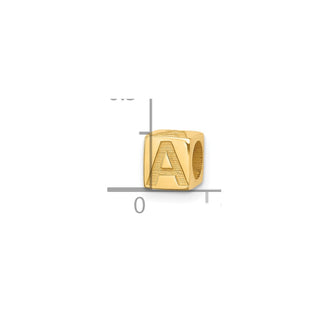 14K Yellow Gold Alphabet Bead Letter A Charm
