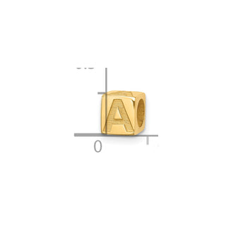 14K Yellow Gold Alphabet Bead Letter A Charm