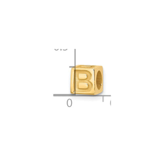 14K Yellow Gold Alphabet Bead Letter B Charm