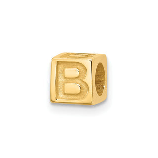 14K Yellow Gold Alphabet Bead Letter B Charm