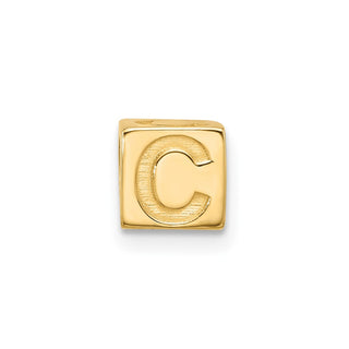 14K Yellow Gold Alphabet Bead Letter C Charm