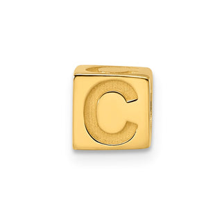14K Yellow Gold Alphabet Bead Letter C Charm