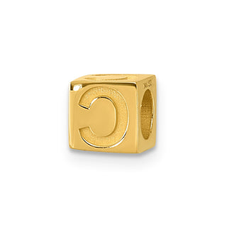 14K Yellow Gold Alphabet Bead Letter C Charm