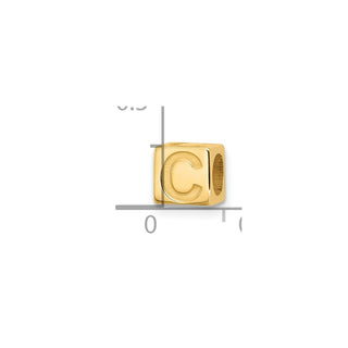 14K Yellow Gold Alphabet Bead Letter C Charm