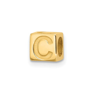 14K Yellow Gold Alphabet Bead Letter C Charm