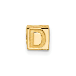 14K Yellow Gold Alphabet Bead Letter D Charm