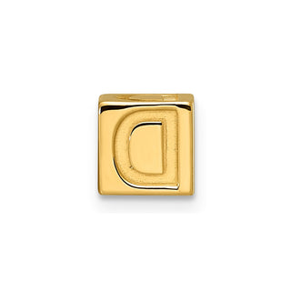 14K Yellow Gold Alphabet Bead Letter D Charm