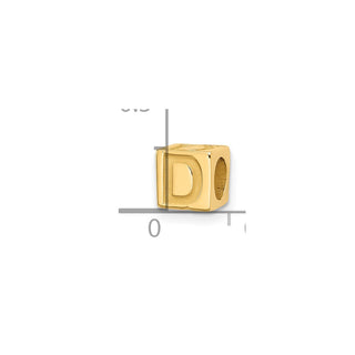 14K Yellow Gold Alphabet Bead Letter D Charm