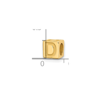 14K Yellow Gold Alphabet Bead Letter D Charm