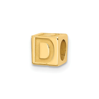 14K Yellow Gold Alphabet Bead Letter D Charm