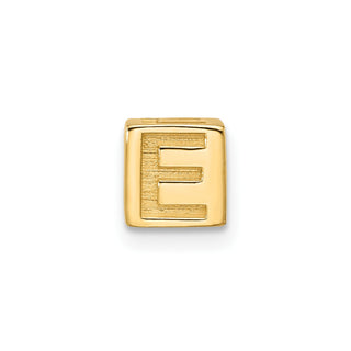 14K Yellow Gold Alphabet Bead Letter E Charm