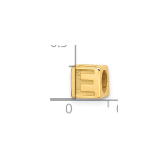 14K Yellow Gold Alphabet Bead Letter E Charm