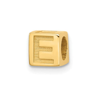 14K Yellow Gold Alphabet Bead Letter E Charm