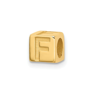 14K Yellow Gold Alphabet Bead Letter F Charm