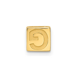 14K Yellow Gold Alphabet Bead Letter G Charm