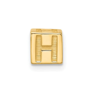 14K Yellow Gold Alphabet Bead Letter H Charm