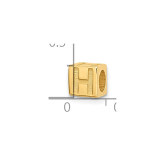 14K Yellow Gold Alphabet Bead Letter H Charm