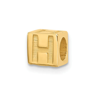 14K Yellow Gold Alphabet Bead Letter H Charm