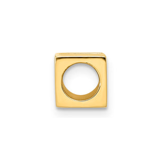 14K Yellow Gold Alphabet Bead Letter I Charm