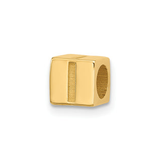 14K Yellow Gold Alphabet Bead Letter I Charm