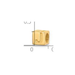 14K Yellow Gold Alphabet Bead Letter J Charm
