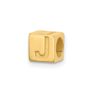 14K Yellow Gold Alphabet Bead Letter J Charm