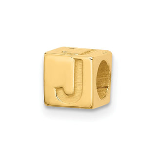 14K Yellow Gold Alphabet Bead Letter J Charm